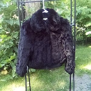 Large, black, coney fur coat